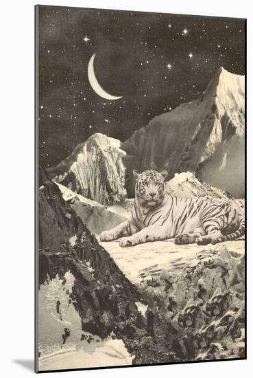 Giant White Tiger in Mountains-Florent Bodart-Mounted Giclee Print