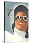 Giant Woman, Small Ski Jumper-null-Stretched Canvas