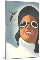 Giant Woman, Small Ski Jumper-null-Mounted Art Print