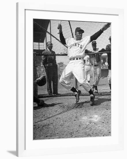 Giants Baseball Player Willie Mays Playing Pepper at Phoenix Training Camp-Loomis Dean-Framed Premium Photographic Print