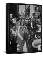 Giants Player Willie Mays Riding in Parade Prior to Opening Game-Leonard Mccombe-Framed Stretched Canvas