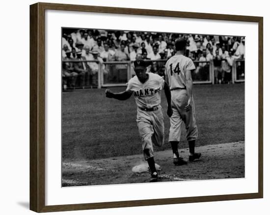 Giants Player, Willie Mays, Running Bases During Game with Dodgers-null-Framed Premium Photographic Print