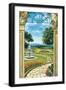 Giardino con fontana-Giovanbattista Mannarini-Framed Art Print