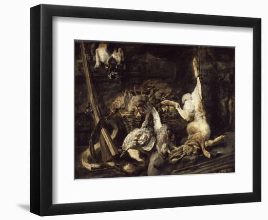 Gibier et attirail de chasse découverts par un chat-Jan Fyt-Framed Premium Giclee Print