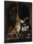 Gibier et ustensiles de chasse disposés sur le rebord d'une fenêtre-Jan Baptist Weenix-Stretched Canvas