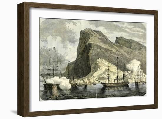 Gibraltar 1864 Arrival of the S.M. Maximilien Gibraltar-null-Framed Giclee Print