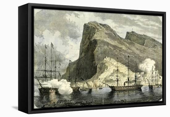 Gibraltar 1864 Arrival of the S.M. Maximilien Gibraltar-null-Framed Stretched Canvas