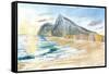 Gibraltar Beach with Rock and English Seascape Vibes-M. Bleichner-Framed Stretched Canvas