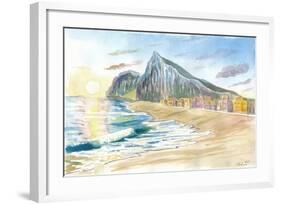 Gibraltar Beach with Rock and English Seascape Vibes-M. Bleichner-Framed Art Print