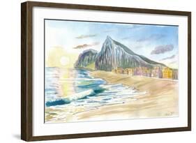 Gibraltar Beach with Rock and English Seascape Vibes-M. Bleichner-Framed Art Print