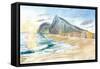 Gibraltar Beach with Rock and English Seascape Vibes-M. Bleichner-Framed Stretched Canvas