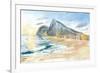 Gibraltar Beach with Rock and English Seascape Vibes-M. Bleichner-Framed Art Print