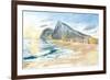 Gibraltar Beach with Rock and English Seascape Vibes-M. Bleichner-Framed Art Print