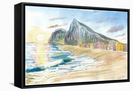 Gibraltar Beach with Rock and English Seascape Vibes-M. Bleichner-Framed Stretched Canvas