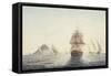 Gibraltar: H.M.S. "Sirius" Sailing Off-John Thomas Serres-Framed Stretched Canvas