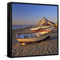 Gibraltar Viewed Along Beach, La Linea, Andalucia, Spain, Mediterranean, Europe-Stuart Black-Framed Stretched Canvas