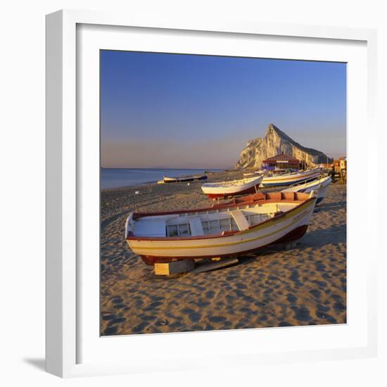 Gibraltar Viewed Along Beach, La Linea, Andalucia, Spain, Mediterranean, Europe-Stuart Black-Framed Photographic Print