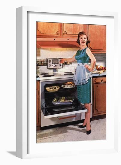 Gibson, Cooking Ovens Housewife Housewives Kitchens Appliances Woman Women in Kitchens, USA, 1950-null-Framed Giclee Print