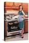 Gibson, Cooking Ovens Housewife Housewives Kitchens Appliances Woman Women in Kitchens, USA, 1950-null-Stretched Canvas