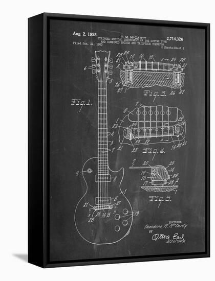 Gibson Les Paul Guitar Patent-Cole Borders-Framed Stretched Canvas