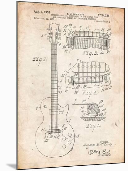 Gibson Les Paul Guitar Patent-Cole Borders-Mounted Art Print