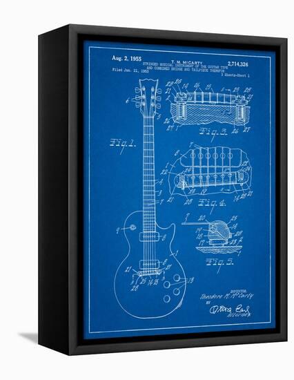 Gibson Les Paul Guitar Patent-Cole Borders-Framed Stretched Canvas