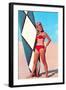 Gidget with Long Board, Retro-null-Framed Art Print