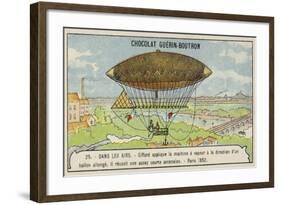 Giffard's Steam-Powered Airship, Paris, 1852-null-Framed Giclee Print