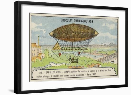 Giffard's Steam-Powered Airship, Paris, 1852-null-Framed Giclee Print