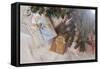 Gift Boxes under Christmas Tree, Munich, Bavaria, Germany-Dario Secen-Framed Stretched Canvas