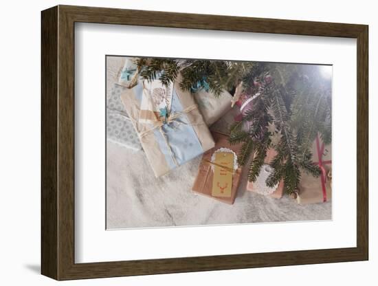 Gift Boxes under Christmas Tree, Munich, Bavaria, Germany-Dario Secen-Framed Photographic Print