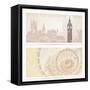 Gift Voucher (Coupon) Template with Guilloche Pattern (Watermarks) and Landmarks-Flame of life-Framed Stretched Canvas