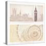 Gift Voucher (Coupon) Template with Guilloche Pattern (Watermarks) and Landmarks-Flame of life-Stretched Canvas