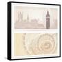 Gift Voucher (Coupon) Template with Guilloche Pattern (Watermarks) and Landmarks-Flame of life-Framed Stretched Canvas