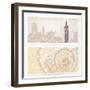 Gift Voucher (Coupon) Template with Guilloche Pattern (Watermarks) and Landmarks-Flame of life-Framed Art Print