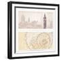 Gift Voucher (Coupon) Template with Guilloche Pattern (Watermarks) and Landmarks-Flame of life-Framed Art Print