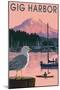 Gig Harbor, Washington - Marina and Rainier at Sunset-Lantern Press-Mounted Art Print