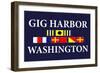 Gig Harbor, Washington - Nautical Flags-Lantern Press-Framed Art Print