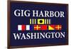 Gig Harbor, Washington - Nautical Flags-Lantern Press-Framed Art Print