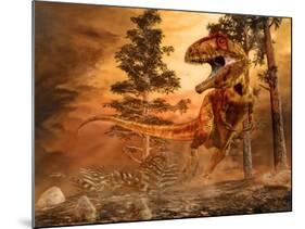 Giganotosaurus Hunting-null-Mounted Art Print