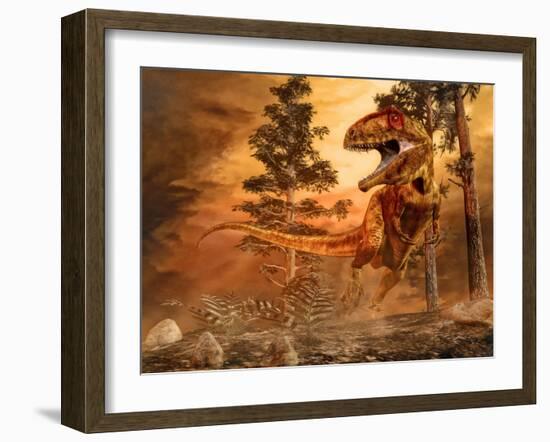 Giganotosaurus Hunting-null-Framed Art Print