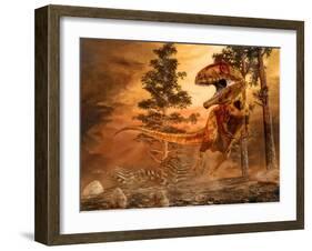 Giganotosaurus Hunting-null-Framed Art Print