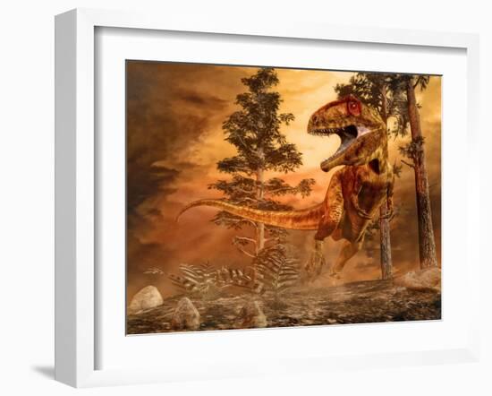 Giganotosaurus Hunting-null-Framed Art Print