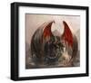 Gigantic Fire Dragon & Castle-null-Framed Art Print