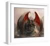 Gigantic Fire Dragon & Castle-null-Framed Art Print