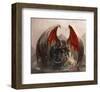 Gigantic Fire Dragon & Castle-null-Framed Art Print