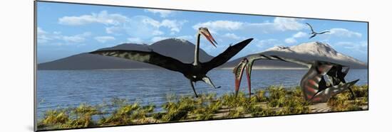 Gigantic Quetzalcoatlus Pterosaurs-null-Mounted Art Print