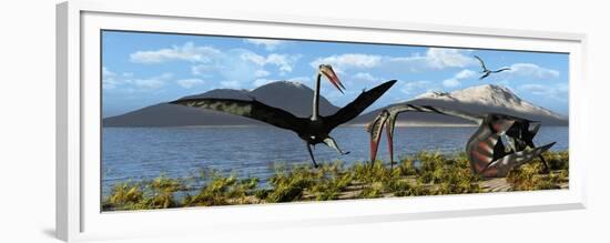 Gigantic Quetzalcoatlus Pterosaurs-null-Framed Premium Giclee Print