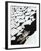 Gigantic Shards of Ice Drift Near a Pair of Coast Guard Cutters-null-Framed Premium Photographic Print