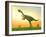 Gigantoraptor Dinosaur on Green Grass by Sunset-null-Framed Art Print